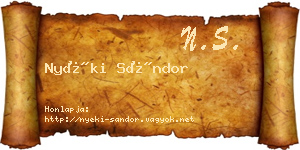 Nyéki Sándor névjegykártya